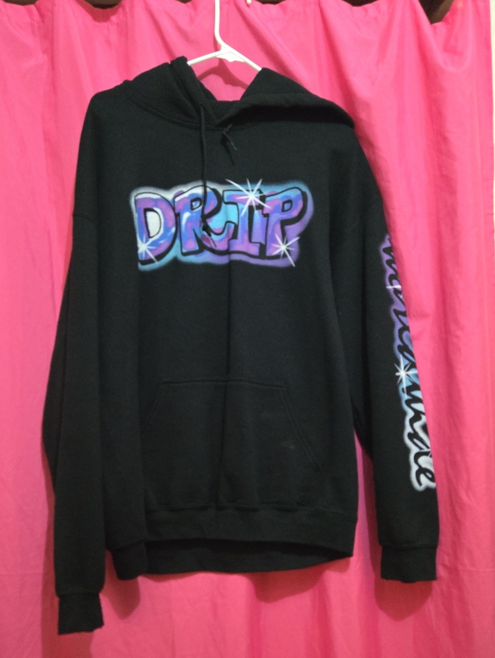 Black 'Drip' Graphic Pullover Hoodie